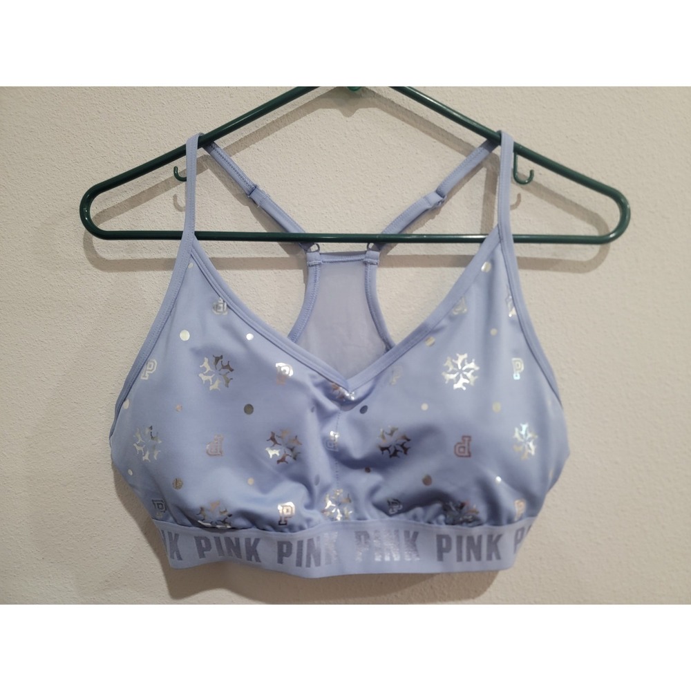 VICTORIA'S SECRET PINK Ultimate Lightly Lined Sports Bra Foil Logo Sz M NWT